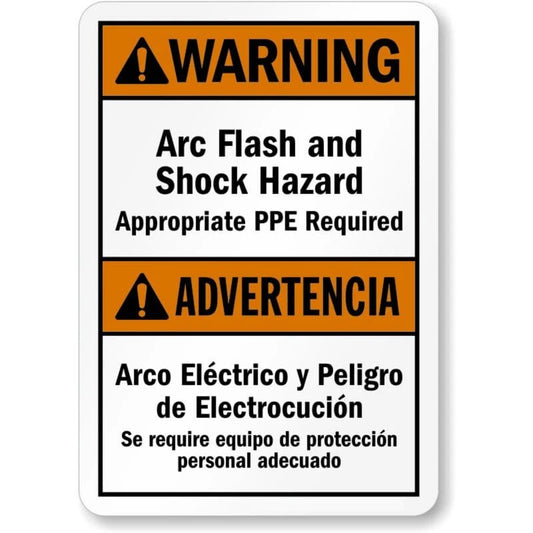 Bilingual Arc Flash Ppe Aluminum Sign — product artwork
