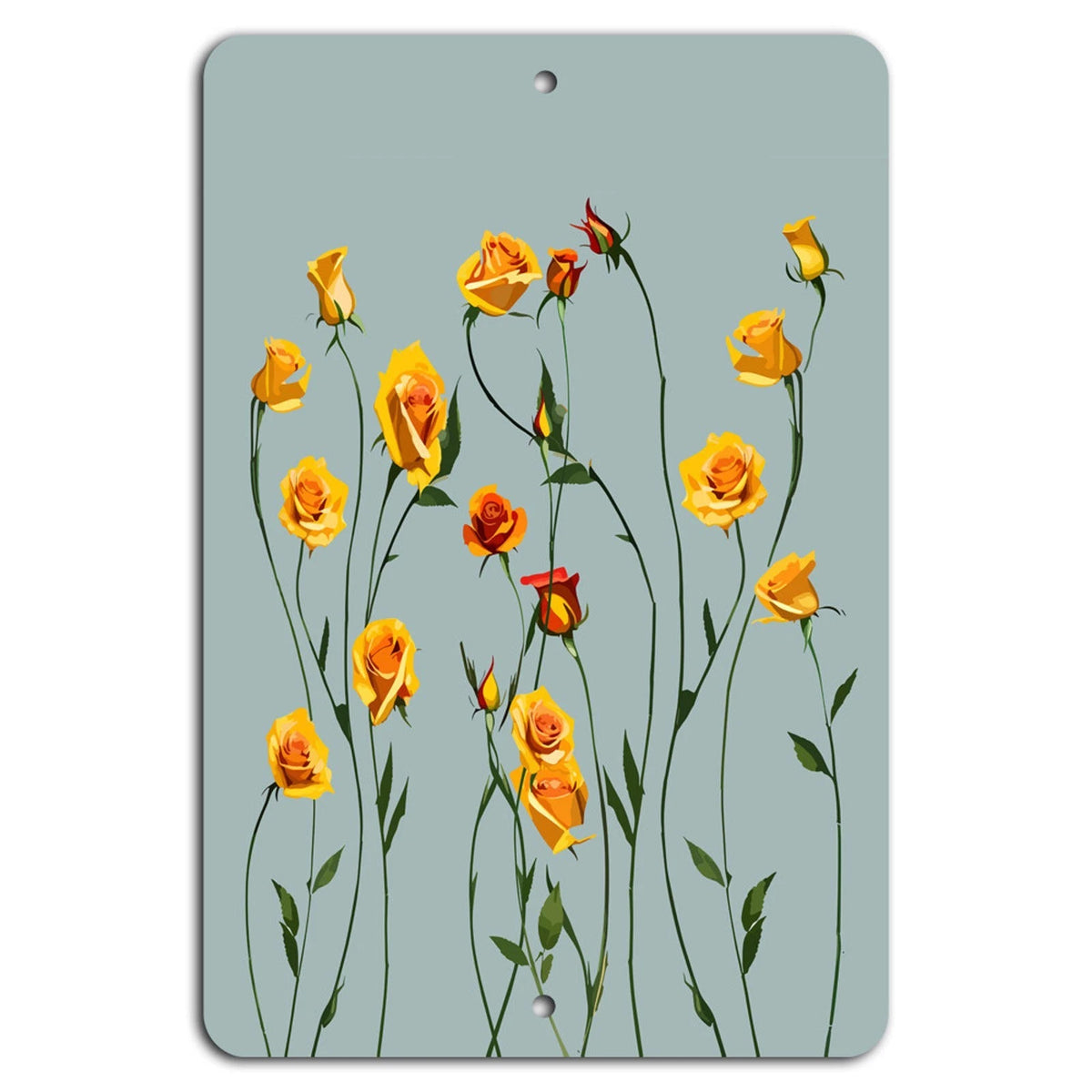 Floral Art Print Golden Roses Vertical Aluminum Sign — product artwork