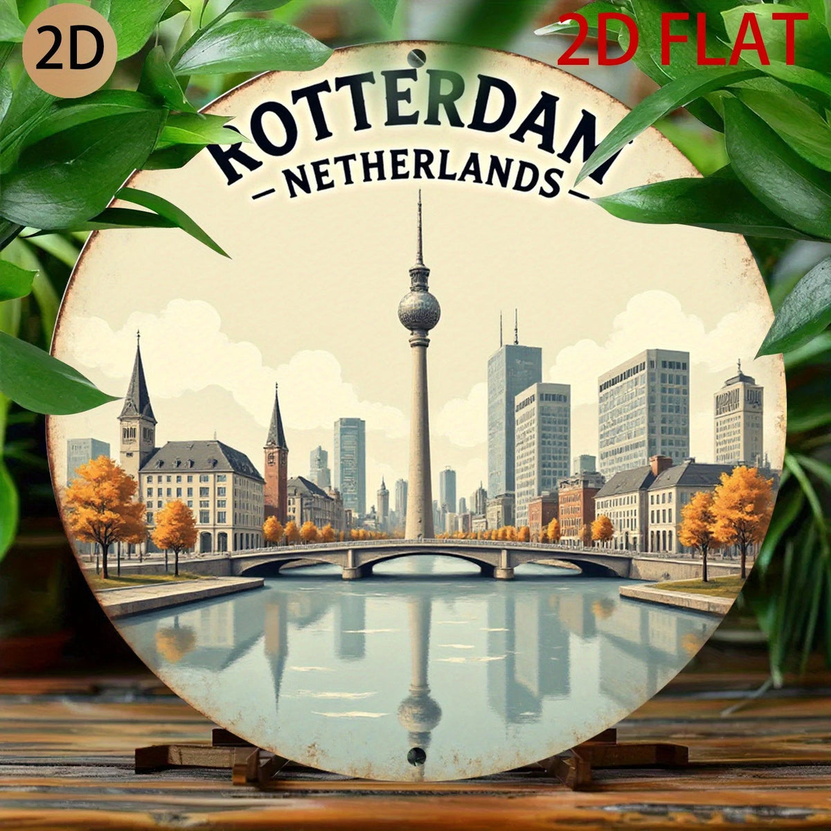 Rotterdam Cityscape Wall Art Funny Round Aluminum Sign — product artwork