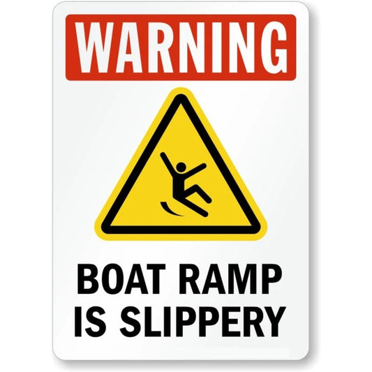 Boat Ramp Slippery Warning Aluminum Sign — product artwork