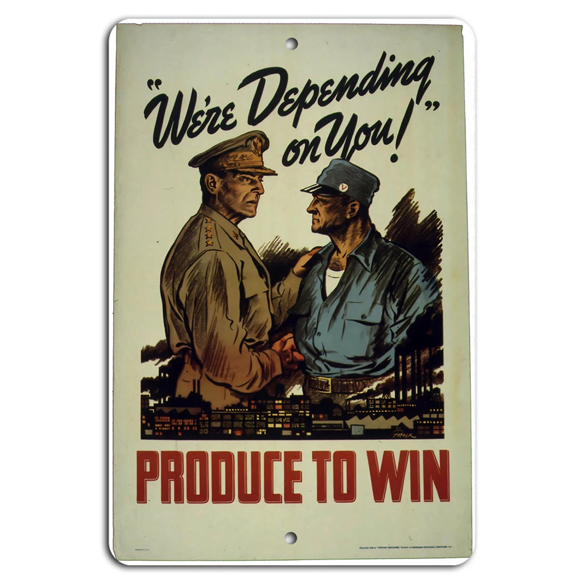 Produce to Win Vintage Patriotic Aluminum Sign — product artwork