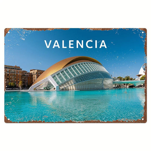 Vintage Wall Art Valencia City Arts Sciences Aluminum Sign — product artwork