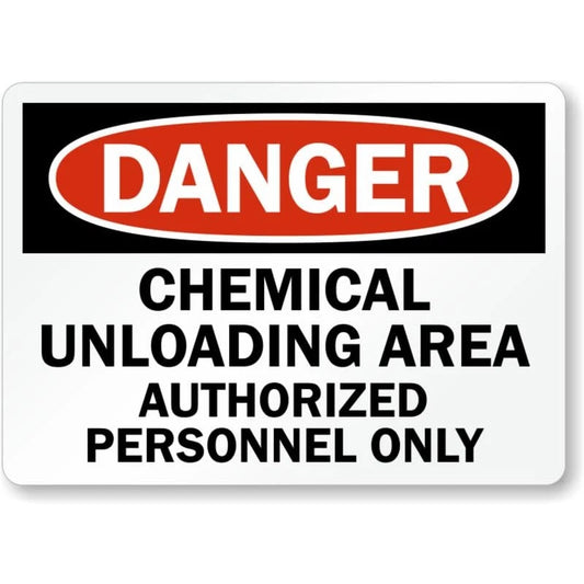 Chemical Unloading Area Danger Aluminum Sign — product artwork