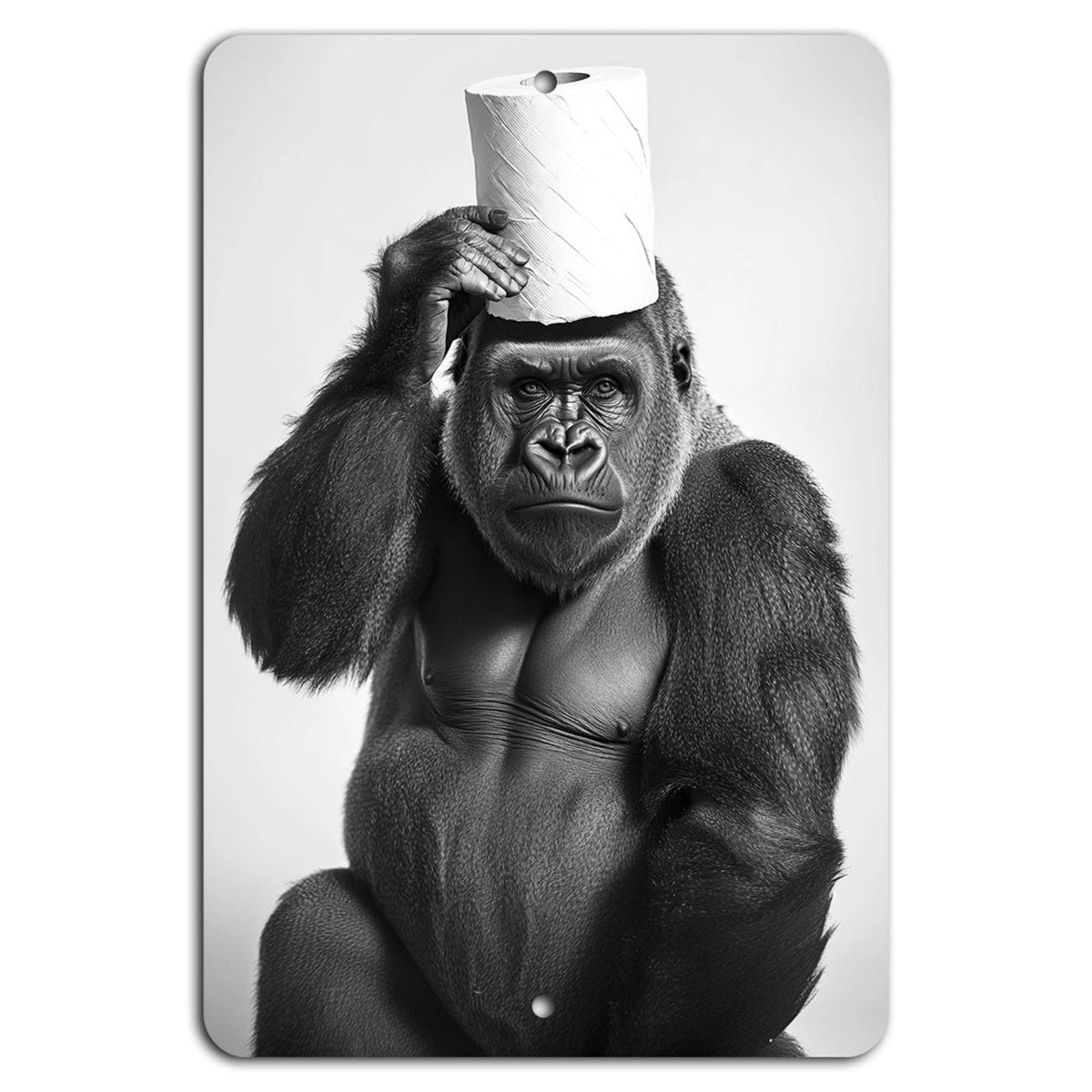 Toilet Paper Gorilla Crown Humor Aluminum Sign — product artwork