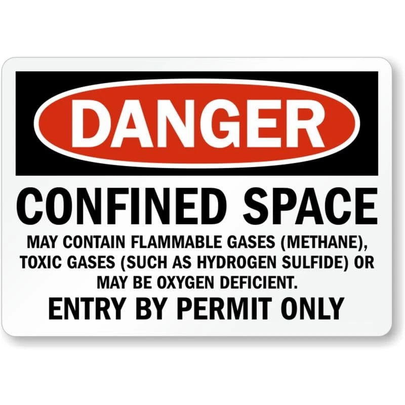 Flammable Gases Confined Space Safety Aluminum Sign — product artwork