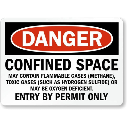 Flammable Gases Confined Space Safety Aluminum Sign — product artwork