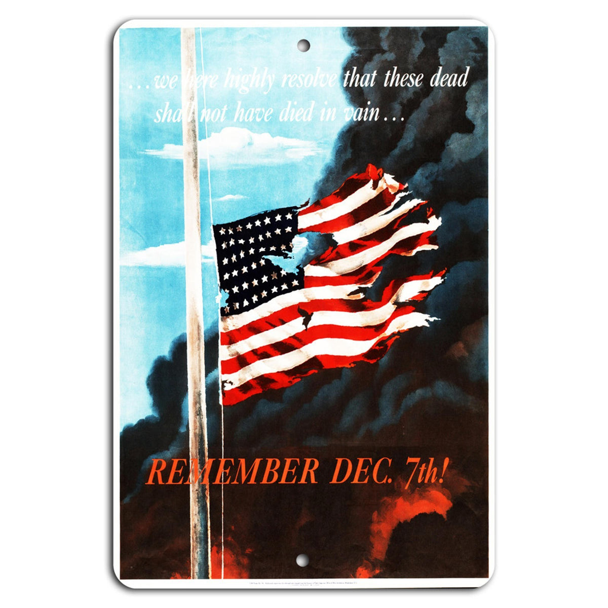 Pearl Harbor Vintage Military Remembrance Aluminum Sign — product artwork