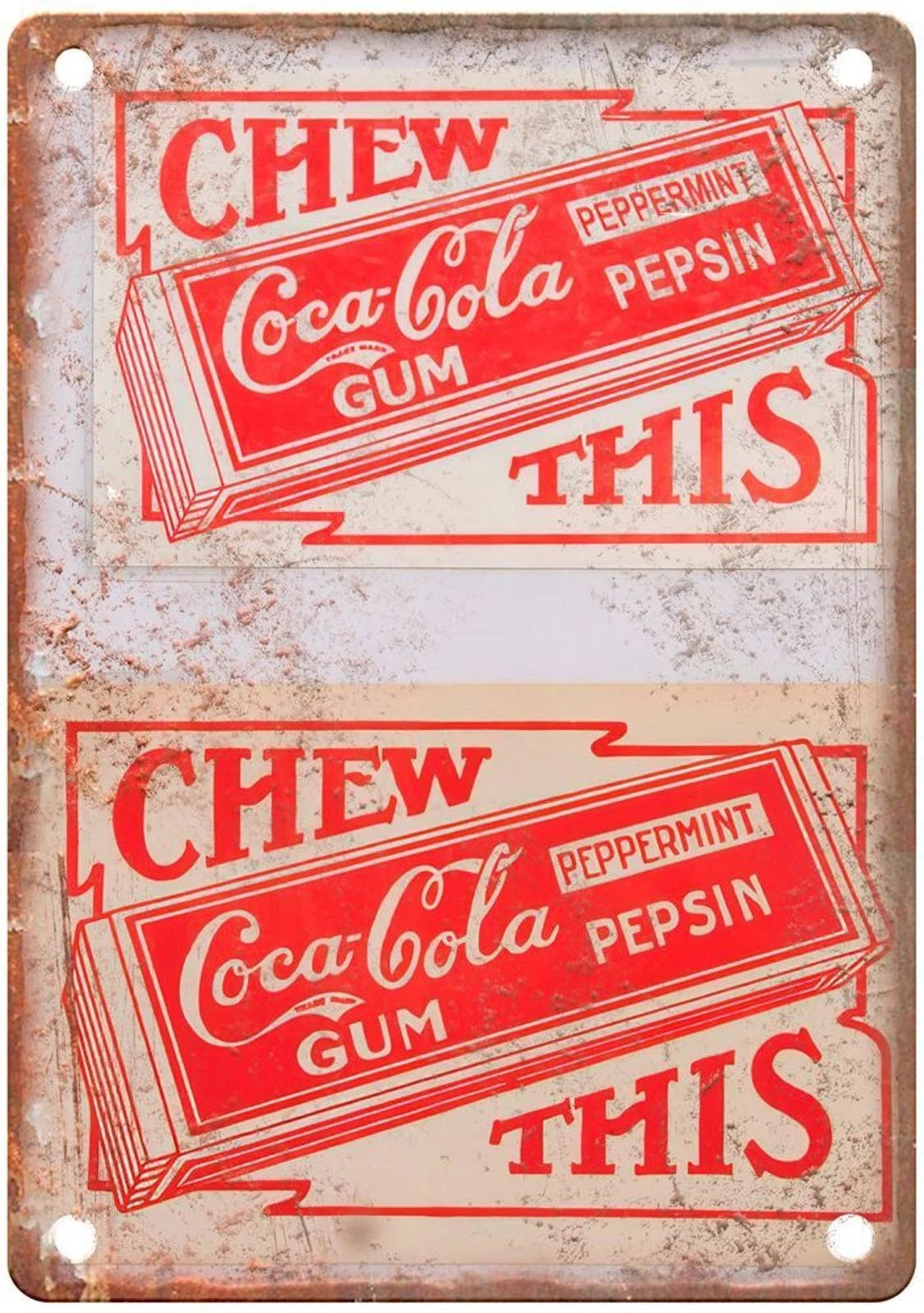 Coca Cola Peppermint Pepsin Gum Aluminum Sign — product artwork