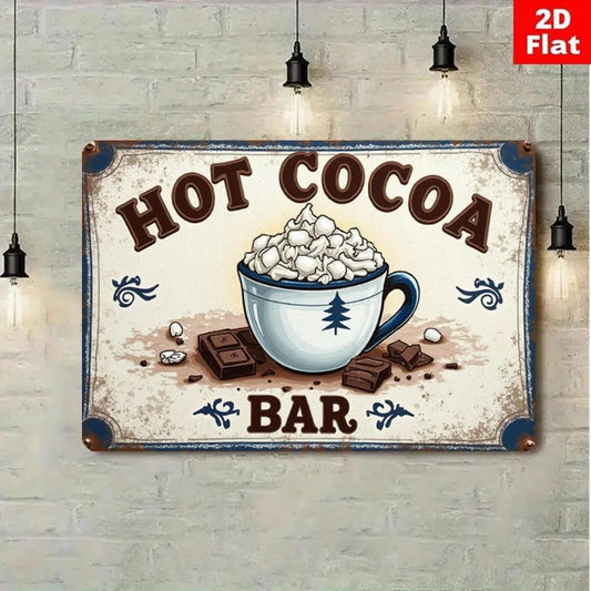 Hot Cocoa Bar Rustic Kitchen Coffee Station Wall Aluminum Sign — product artwork