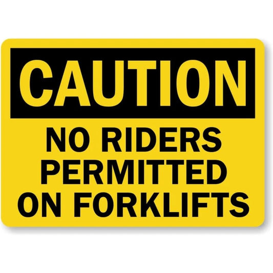 No Riders Permitted Caution Aluminum Sign — product artwork
