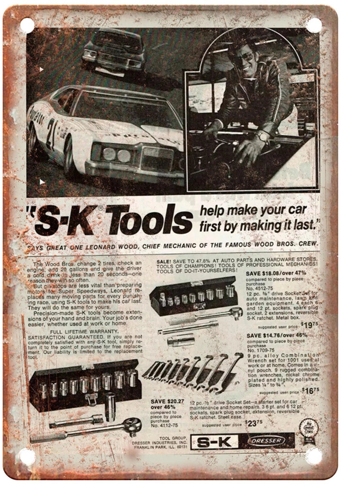 Vintage 1975 Tool Ad Reproduction Aluminum Sign — product artwork