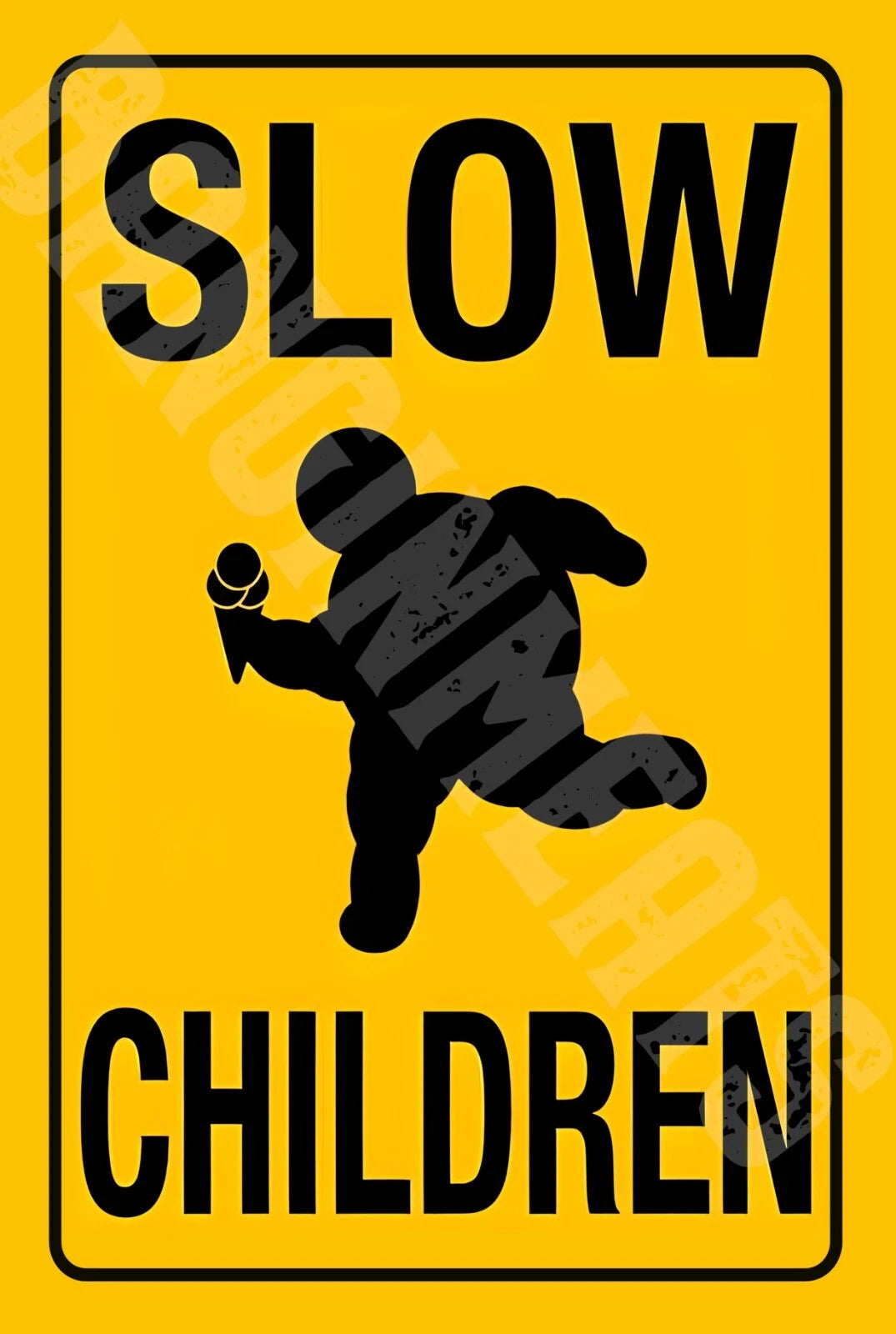 Slow Children Funny Aluminum Sign — product artwork