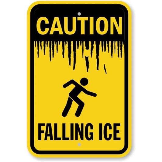 Caution Falling Ice Bordered Aluminum Sign — product artwork