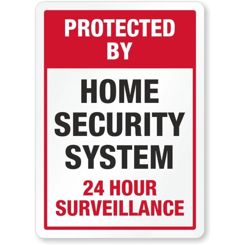 Protected by Home Security System Surveillance Aluminum Sign — product artwork