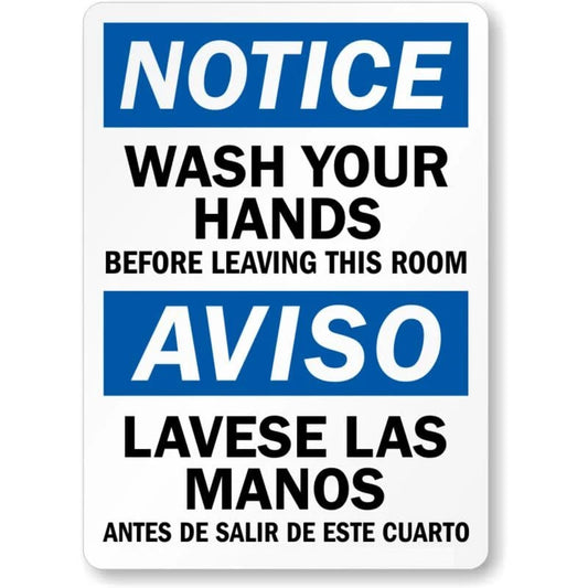 Bilingual Hand Washing Only Aluminum Sign — product artwork