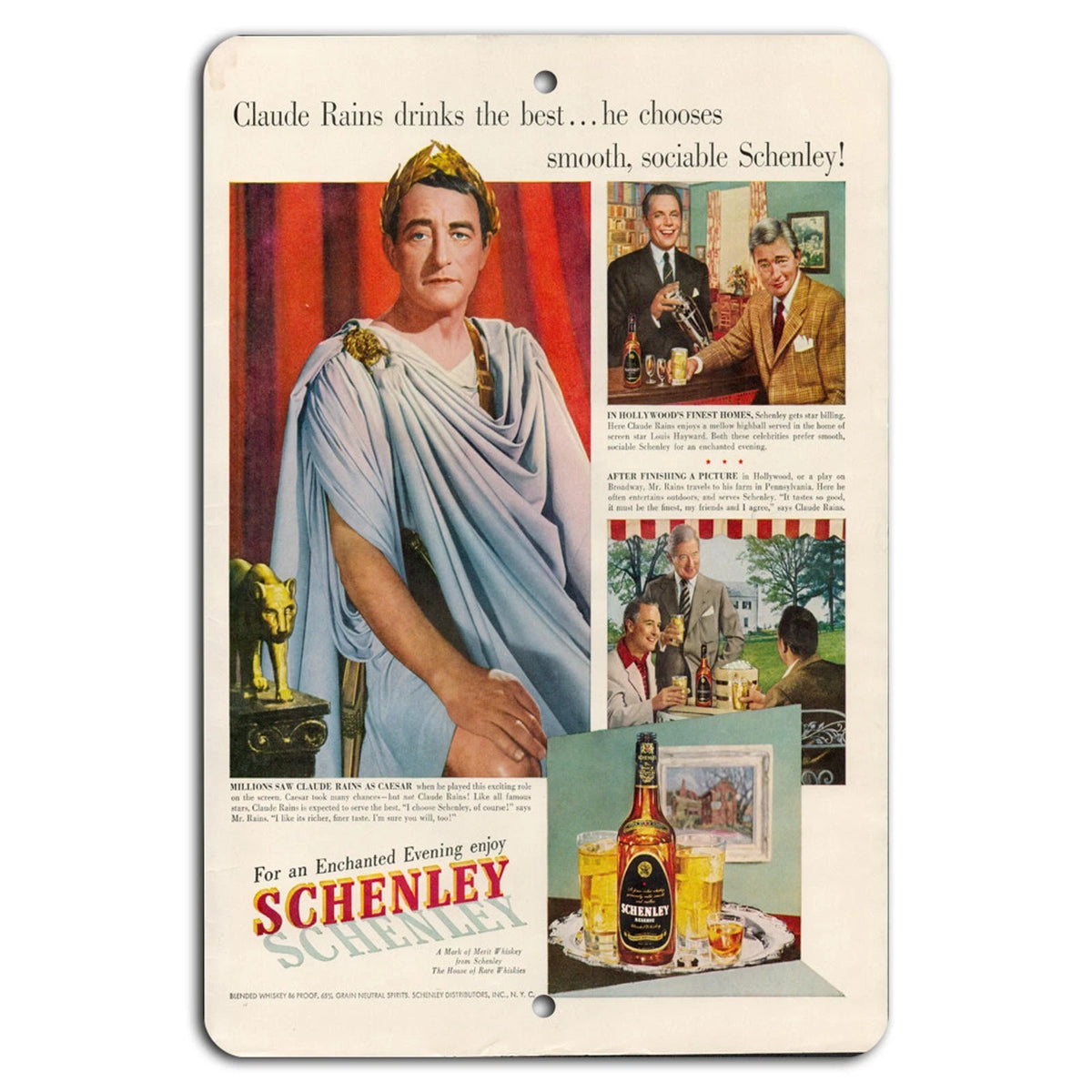 Vintage Schenley Whiskey Retro Aluminum Sign — product artwork