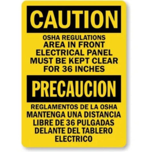 Osha Bilingual Electric Panel Aluminum Sign — product artwork
