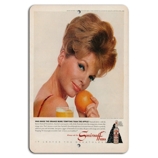 Smirnoff Vodka Vintage Retro Orange Aluminum Sign — product artwork