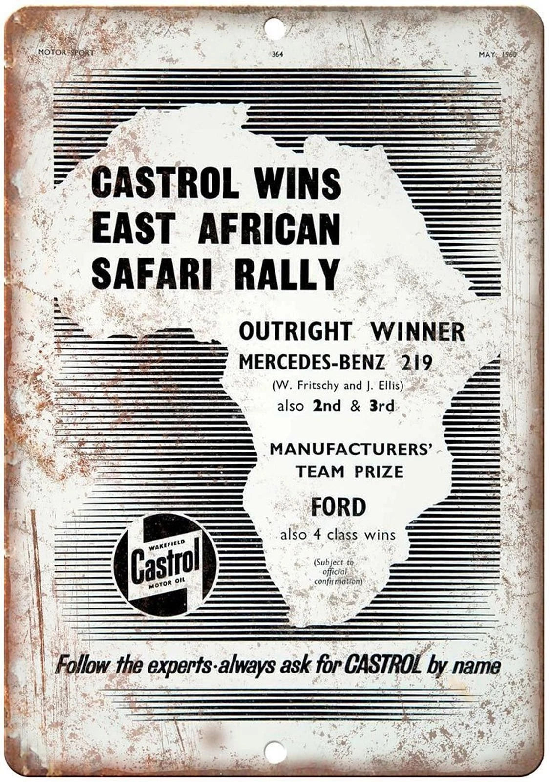 Gasoline Wakefield Castrol Vintage Ad Funny Aluminum Sign — product artwork