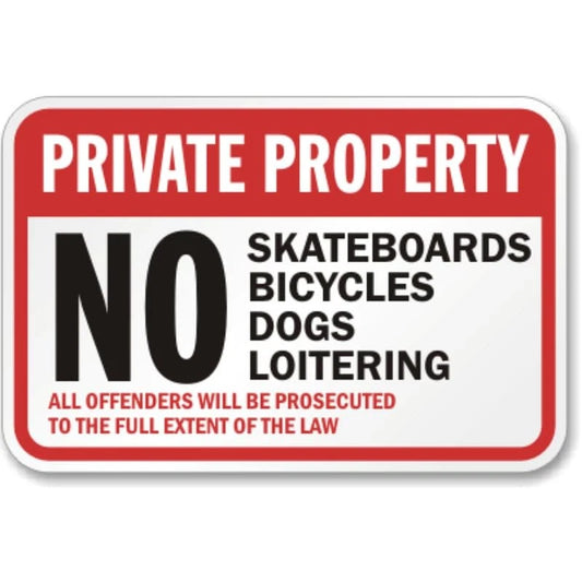 No Skateboarding Trespassing Aluminum Sign — product artwork