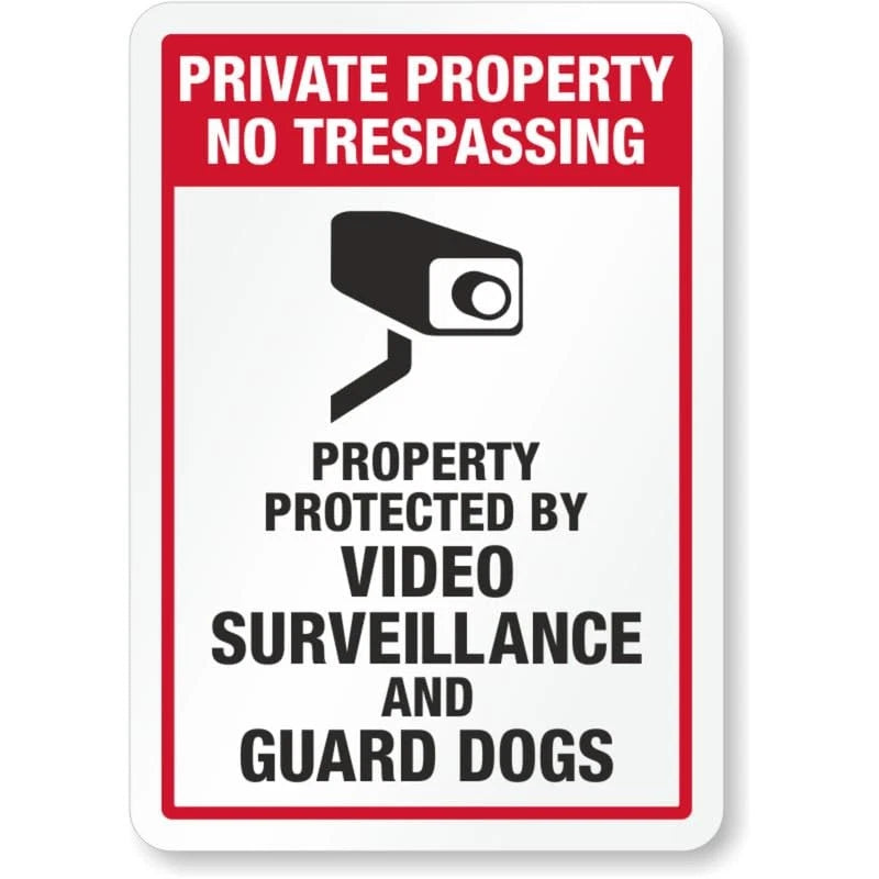 Private Property Surveillance Guard Dogs Aluminum Sign — product artwork