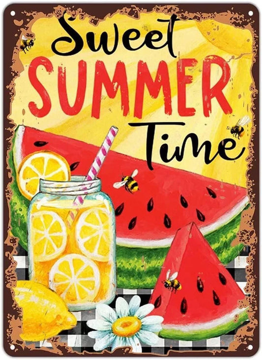 Vintage Funny Sweet Summertime Home Décor Aluminum Sign — product artwork
