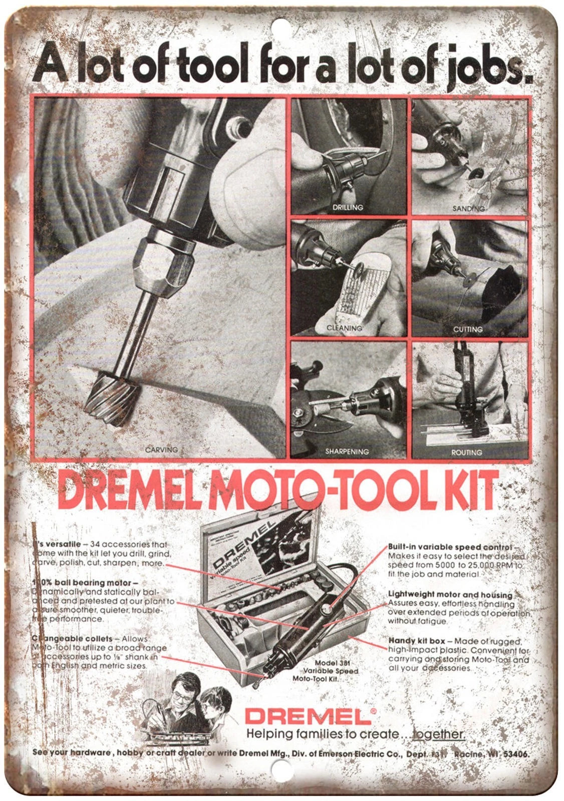 Dremel Vintage Ad Tool Kit Aluminum Sign — product artwork