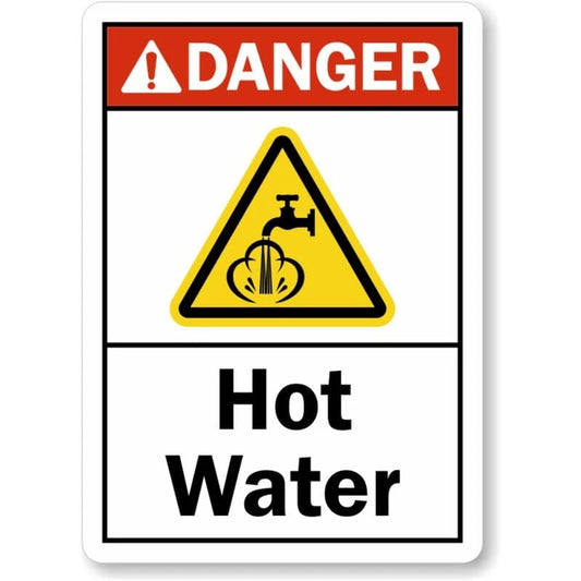 Hot Water Ansi Danger Aluminum Sign — product artwork