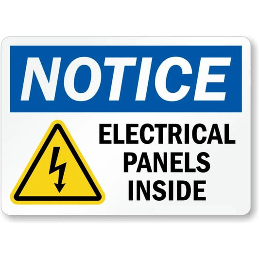Electrical Panels Inside Notice Aluminum Sign — product artwork