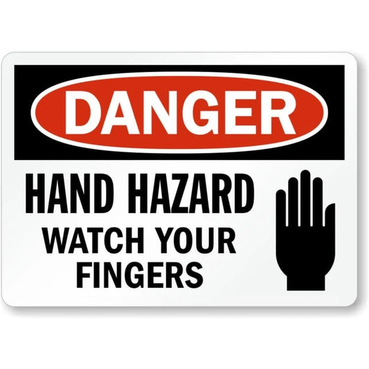 Hand Hazard Danger Aluminum Sign — product artwork