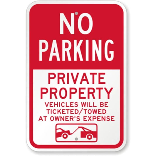 Private Property No Parking Ticketed or Towed Sign — product artwork