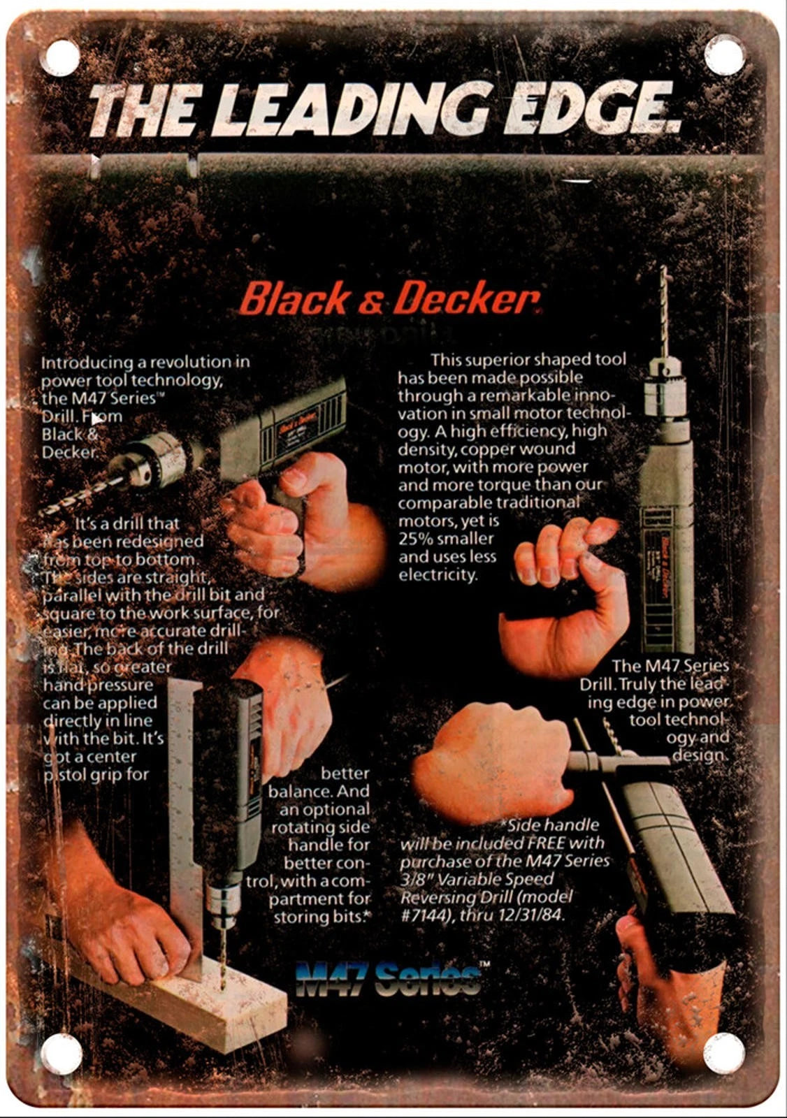 Vintage Drill Retro 1985 Black and Decker Tool Aluminum Sign — product artwork