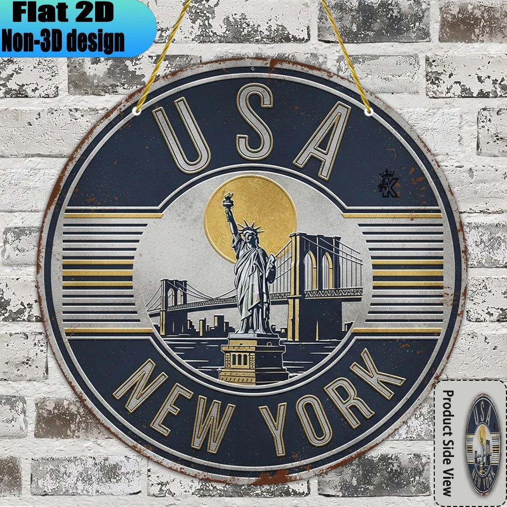 Vintage 2D Plane 8 Funny Round Aluminum Sign — product artwork