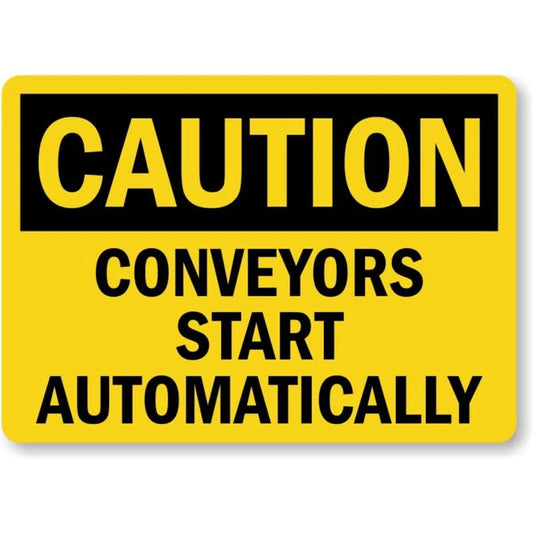 Automatic Conveyors Caution Aluminum Sign — product artwork