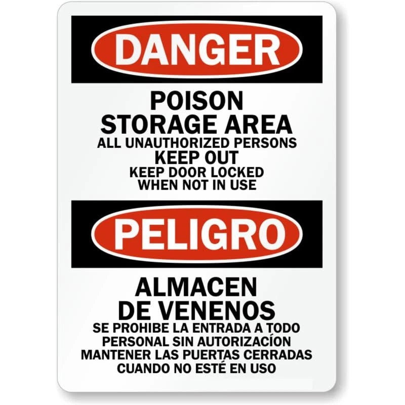 Bilingual Poison Storage Area Aluminum Sign — product artwork
