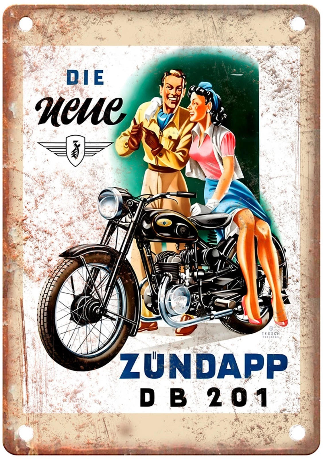 Vintage Motorcycle 1951 Retro Look Aluminum Sign — product artwork