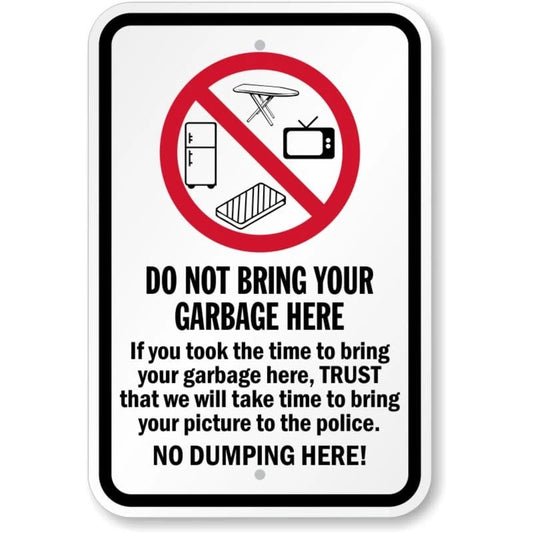 No Dumping Here Recycling Aluminum Sign — product artwork