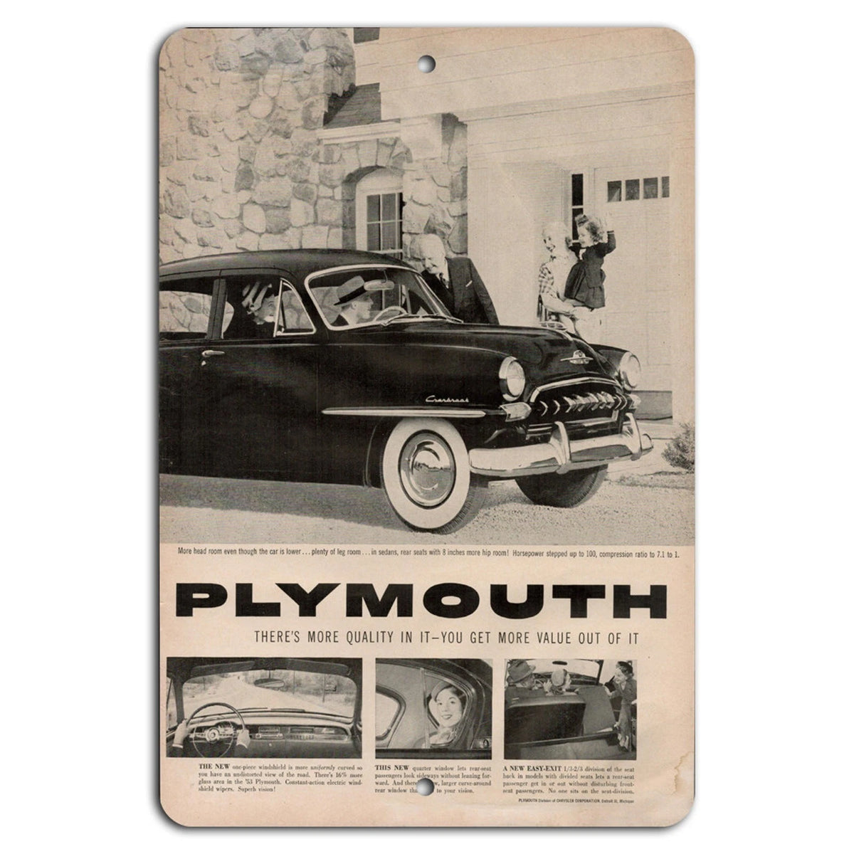 1951 Plymouth More Quality More Value Vintage Aluminum Sign — product artwork