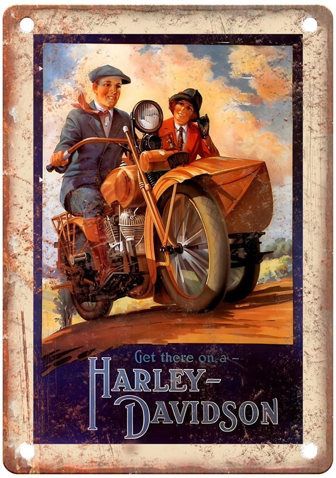 Vintage Motorcycle Retro 1930 Aluminum Sign — product artwork