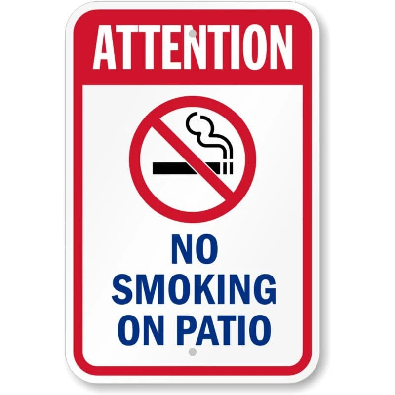 Attention No Smoking on Patio Pool Aluminum Sign — product artwork