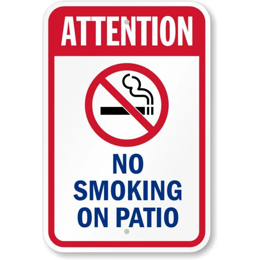 Attention No Smoking on Patio Pool Aluminum Sign — product artwork