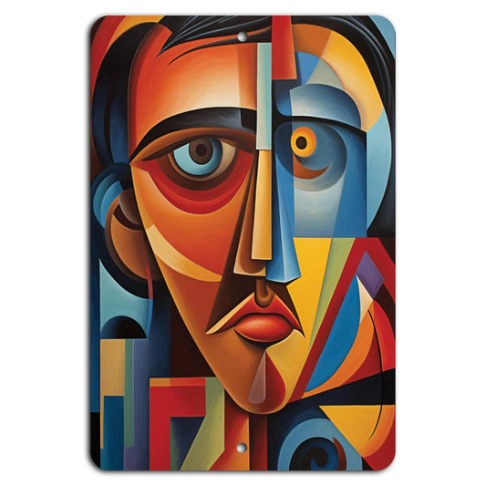 Cubist Face Wall Art Vertical Aluminum Sign — product artwork