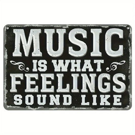 Vintage Music Is What Feelings Sound Like Aluminum Sign — product artwork