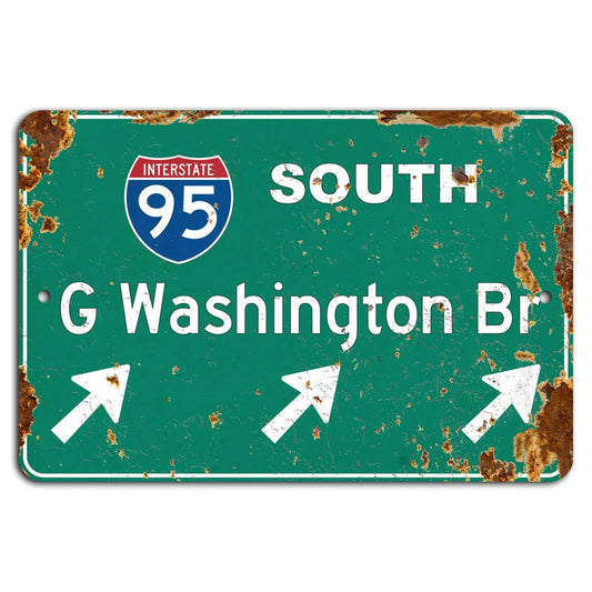 Rustic I-95 South Vintage Industrial Road Aluminum Sign — product artwork