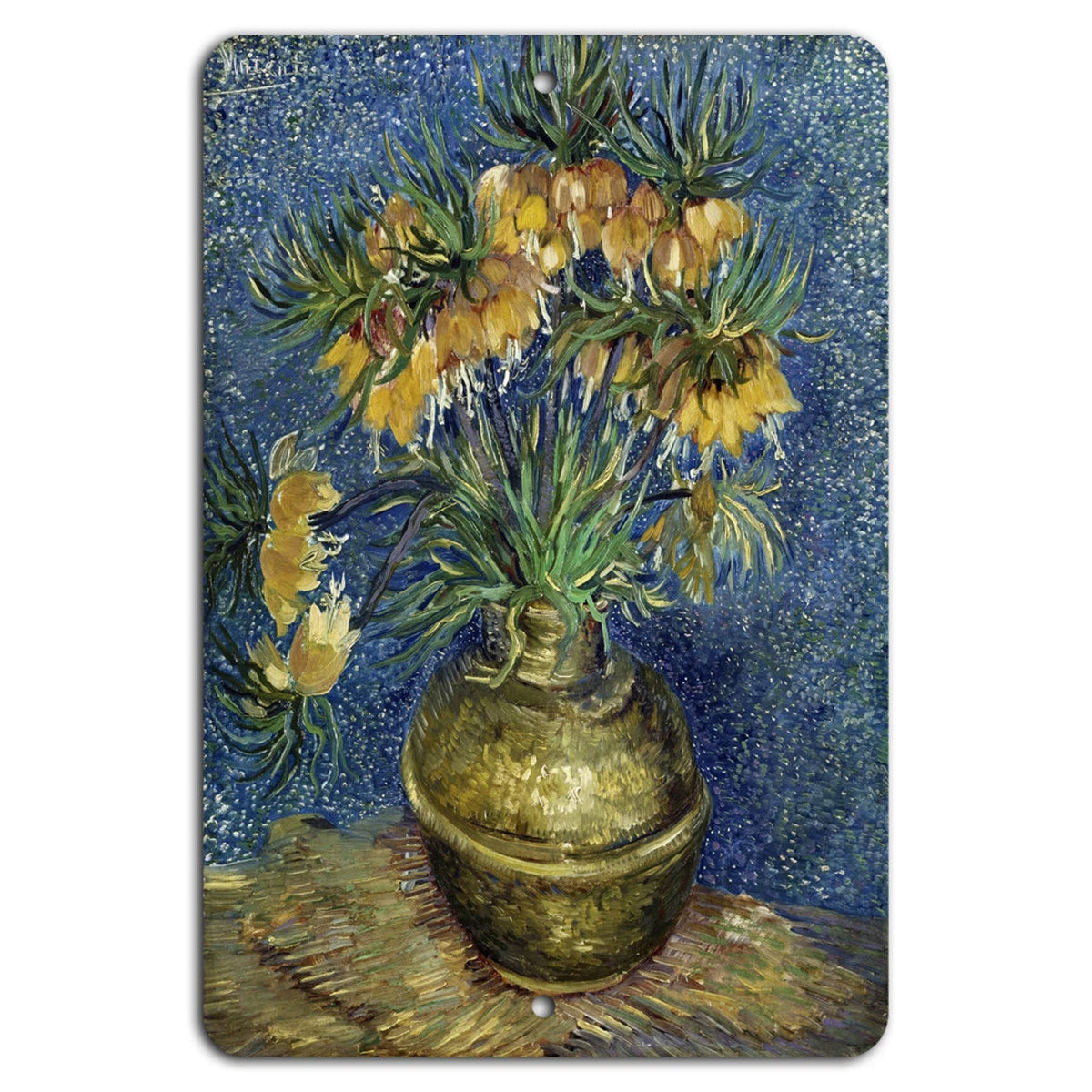Van Gogh Floral Vertical Decorative Impressionistic Aluminum Sign — product artwork