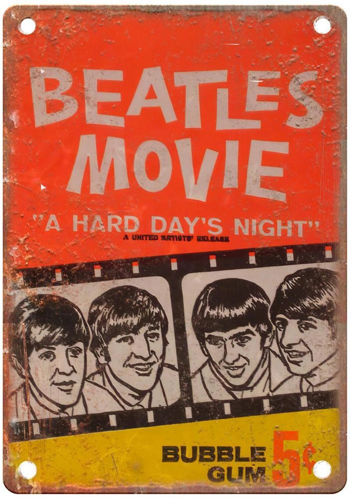 The Beatles A Hard Day's Night Bubble Gum Vintage Sign — product artwork