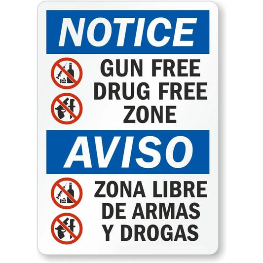 Gun Drug Free Zone Aluminum Sign — product artwork