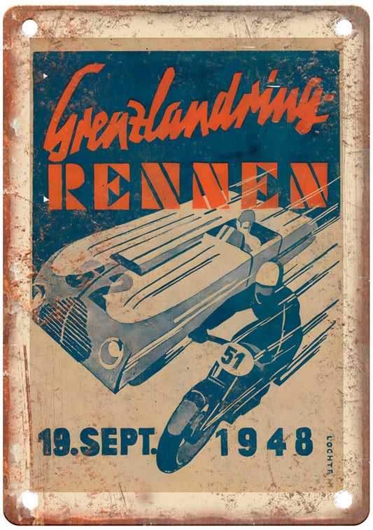Vintage Motorcycle Poster Retro 1948 Aluminum Sign — product artwork