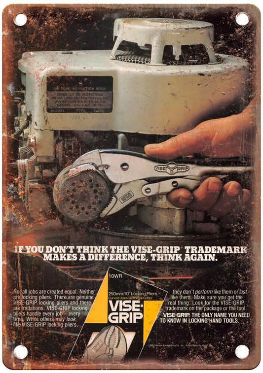 Vise-grip Locking Pliers Vintage 1986 Aluminum Sign — product artwork