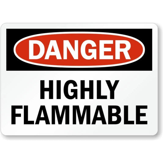 Highly Flammable Danger Aluminum Sign — product artwork